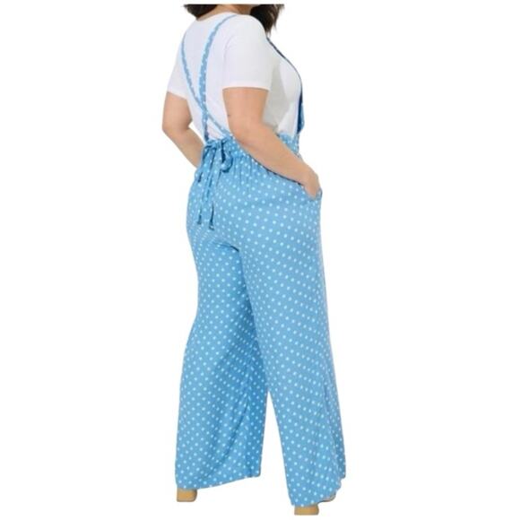 Torrid Blue Polka Dot Wide-Leg Jumpsuit Size 1X – Chic & Flowy - Picture 2 of 15